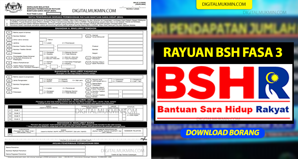 Borang Rayuan BSH Fasa 3 Download Borang